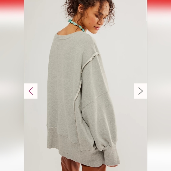 NWT FREE PEOPLE Camden Graphic "12" Gray Green We The Free Pullover - Picture 6 of 6